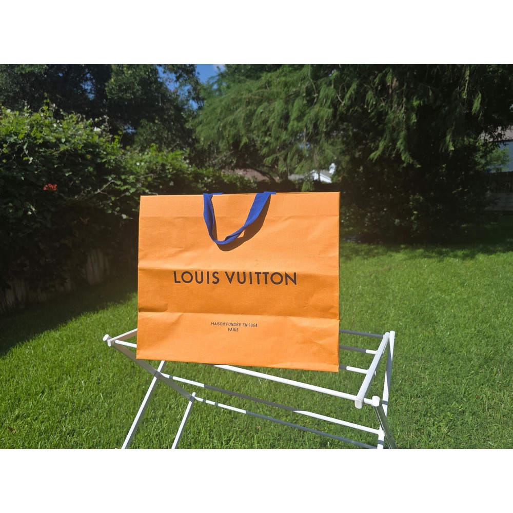 Louis Vuitton Imperial Saffron Large Paper Shopping Bag Navy Blue Handles